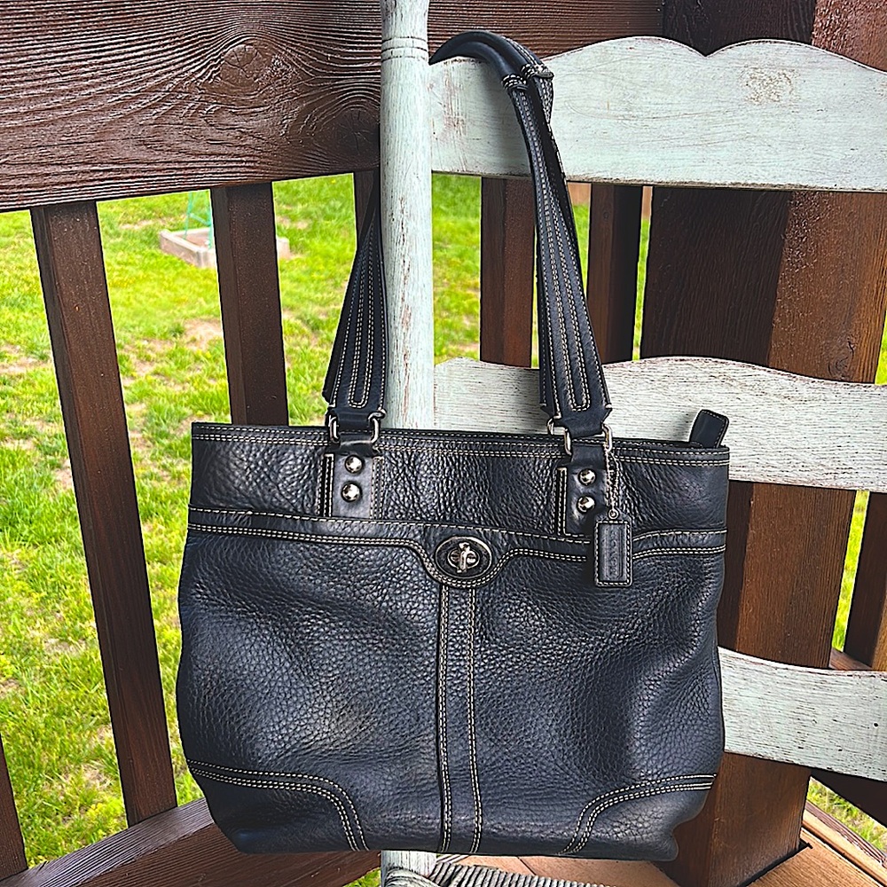 COACH Vintage Hamilton Black Pebbled Leather Tote or Shoulder Bag